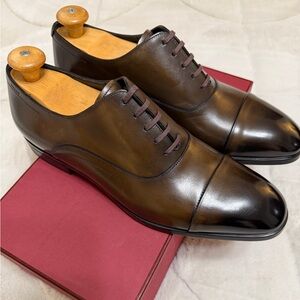NEW! Bally 1851 Scribe “Lizzar” Swiss Made Brown Patina Oxford Shoes 10